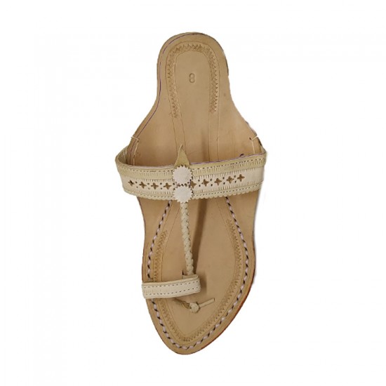 Buy White Colored ladies designer Kolhapuri Chappal Swarajyam